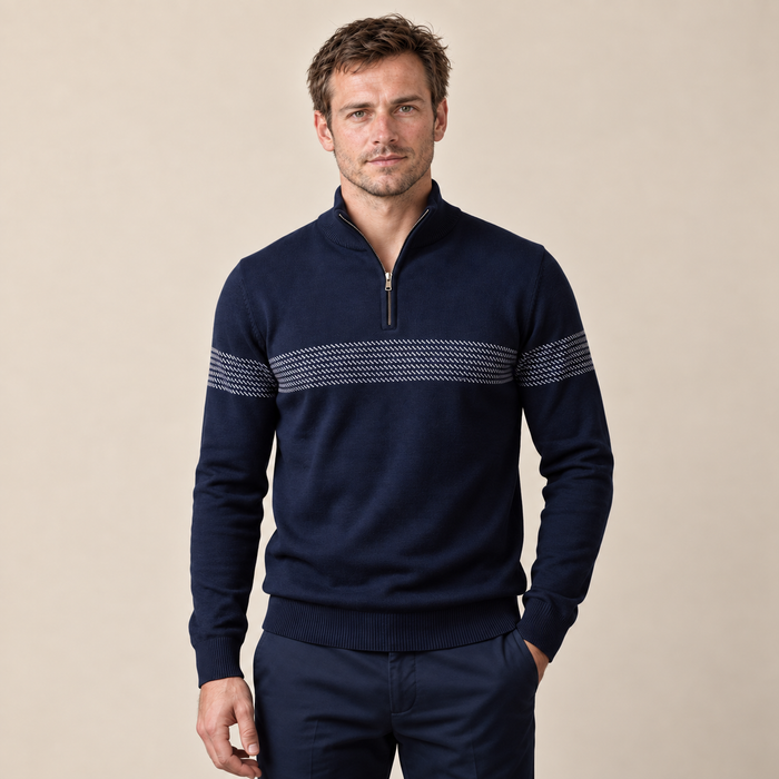 Men's Chevron Stripe Quarter-Zip Sweater