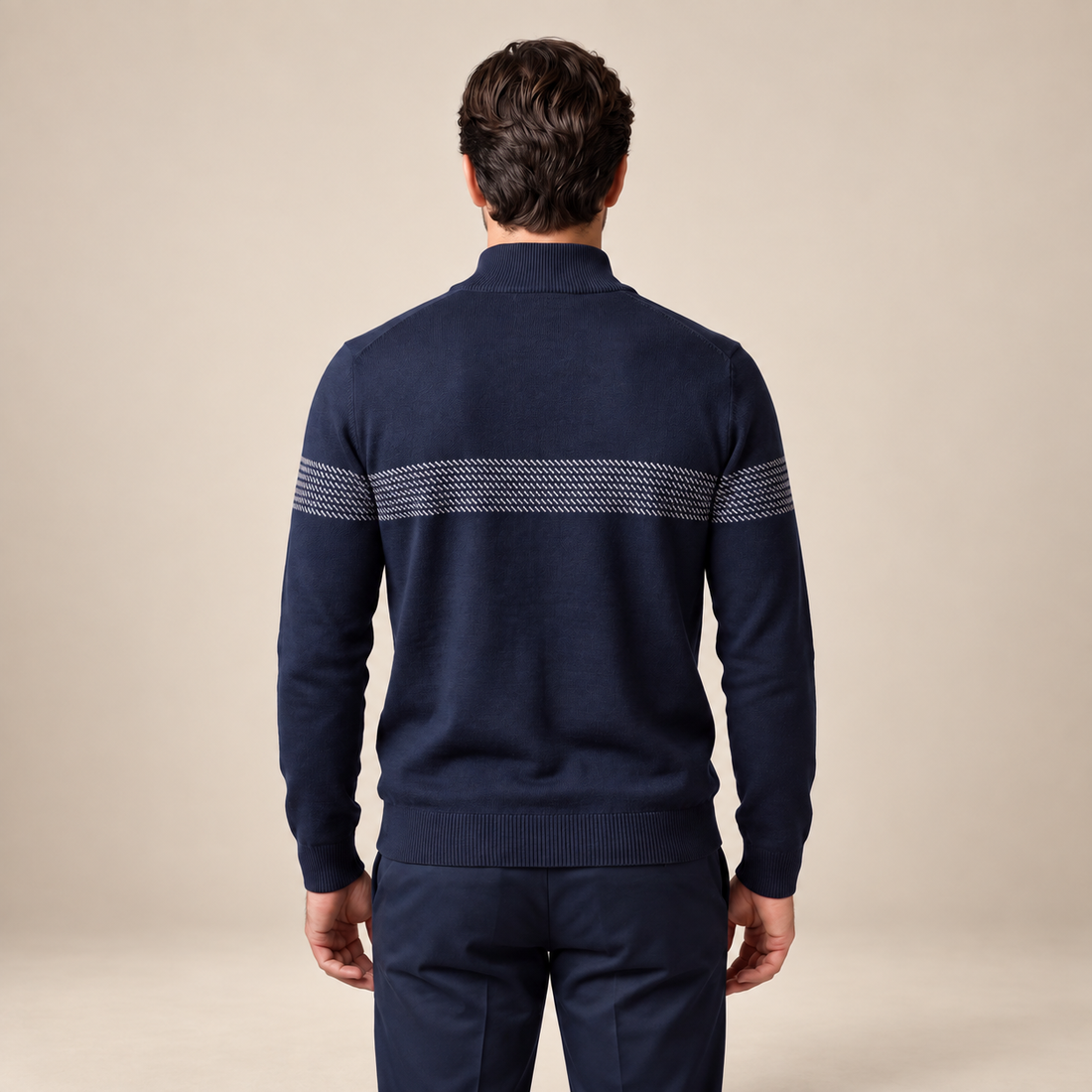 Men's Chevron Stripe Quarter-Zip Sweater