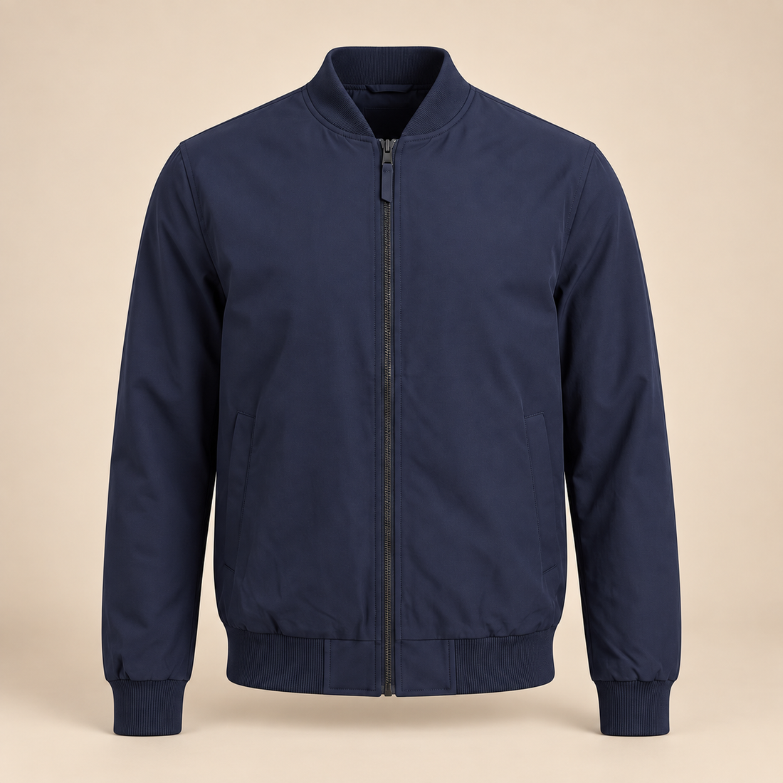 Men's Classic Polyester Zip Bomber Jacket
