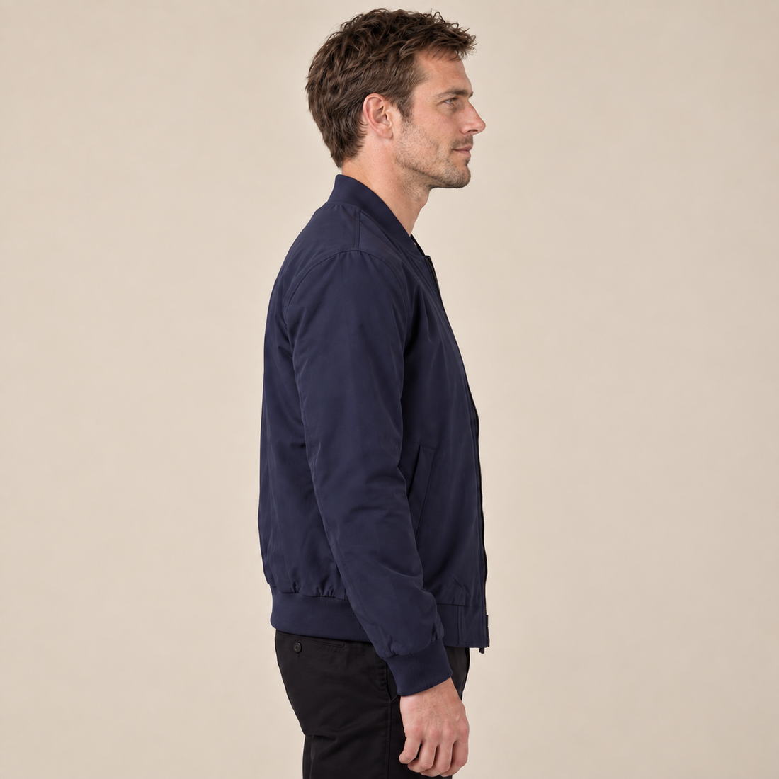 Men's Classic Polyester Zip Bomber Jacket