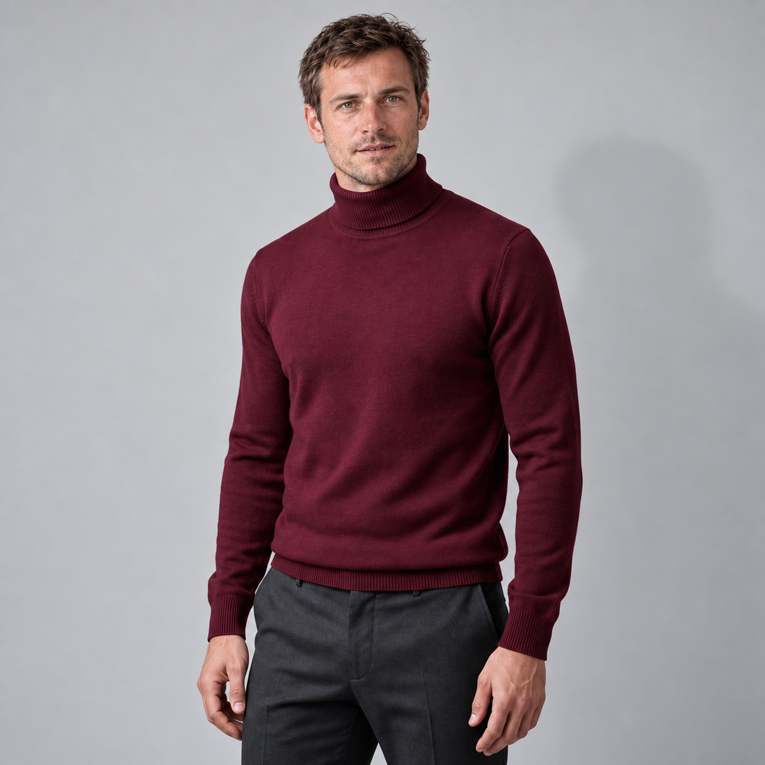 Men's Slim Fit Viscose Turtleneck Sweater