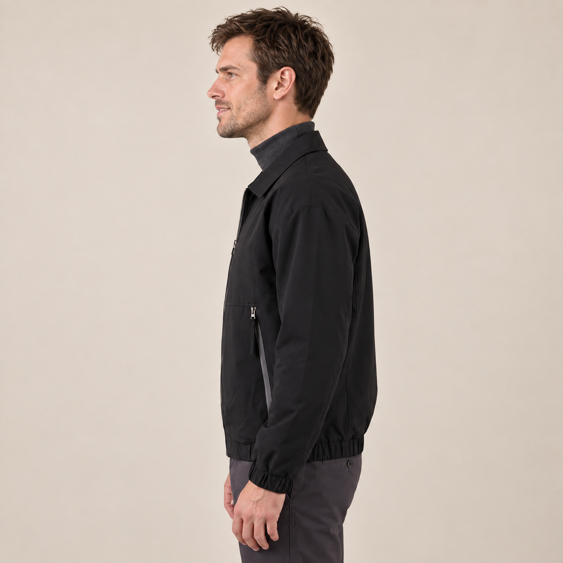 Men's Collared Zip-Through Casual Jacket