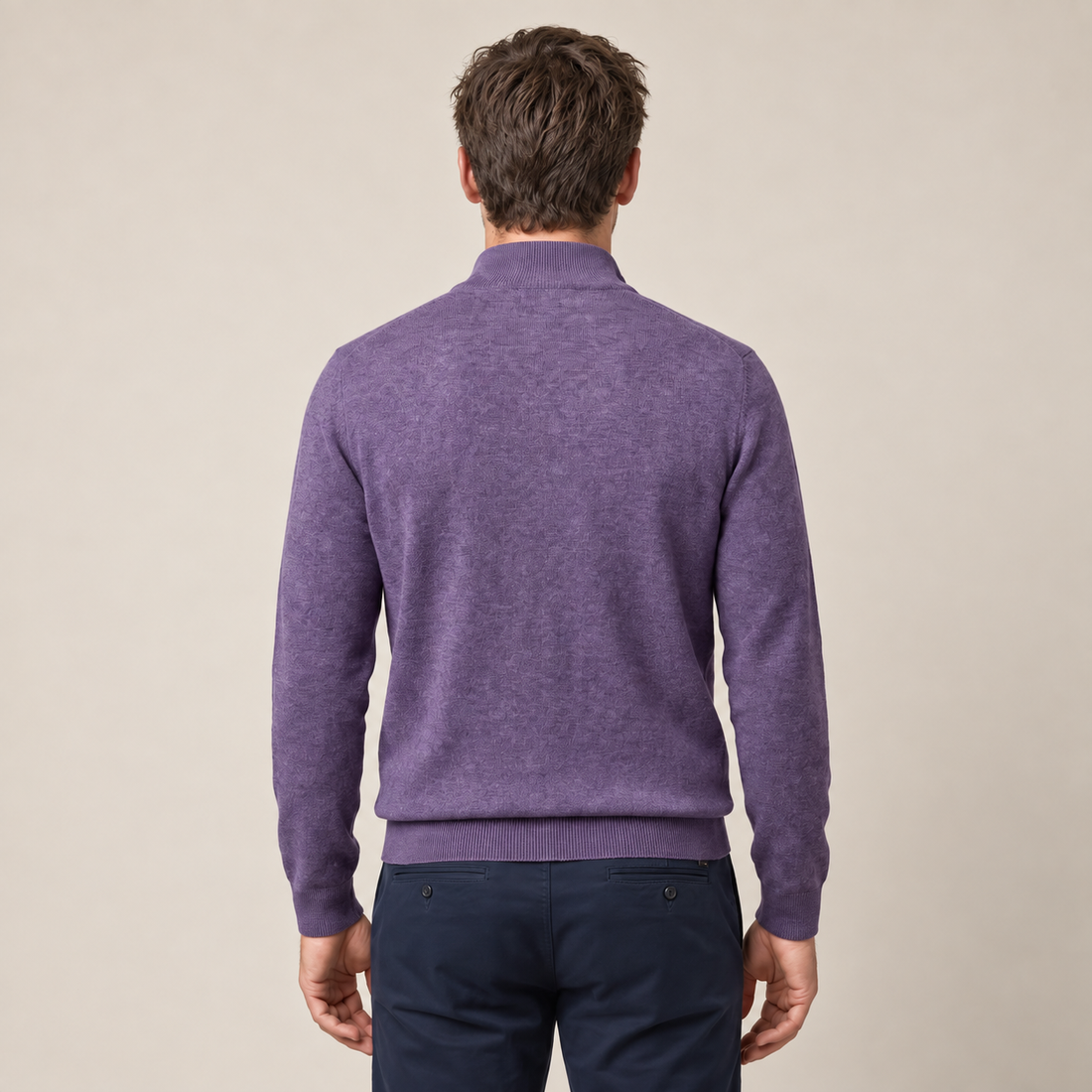 Men's V-Neck Half-Zip Sweater