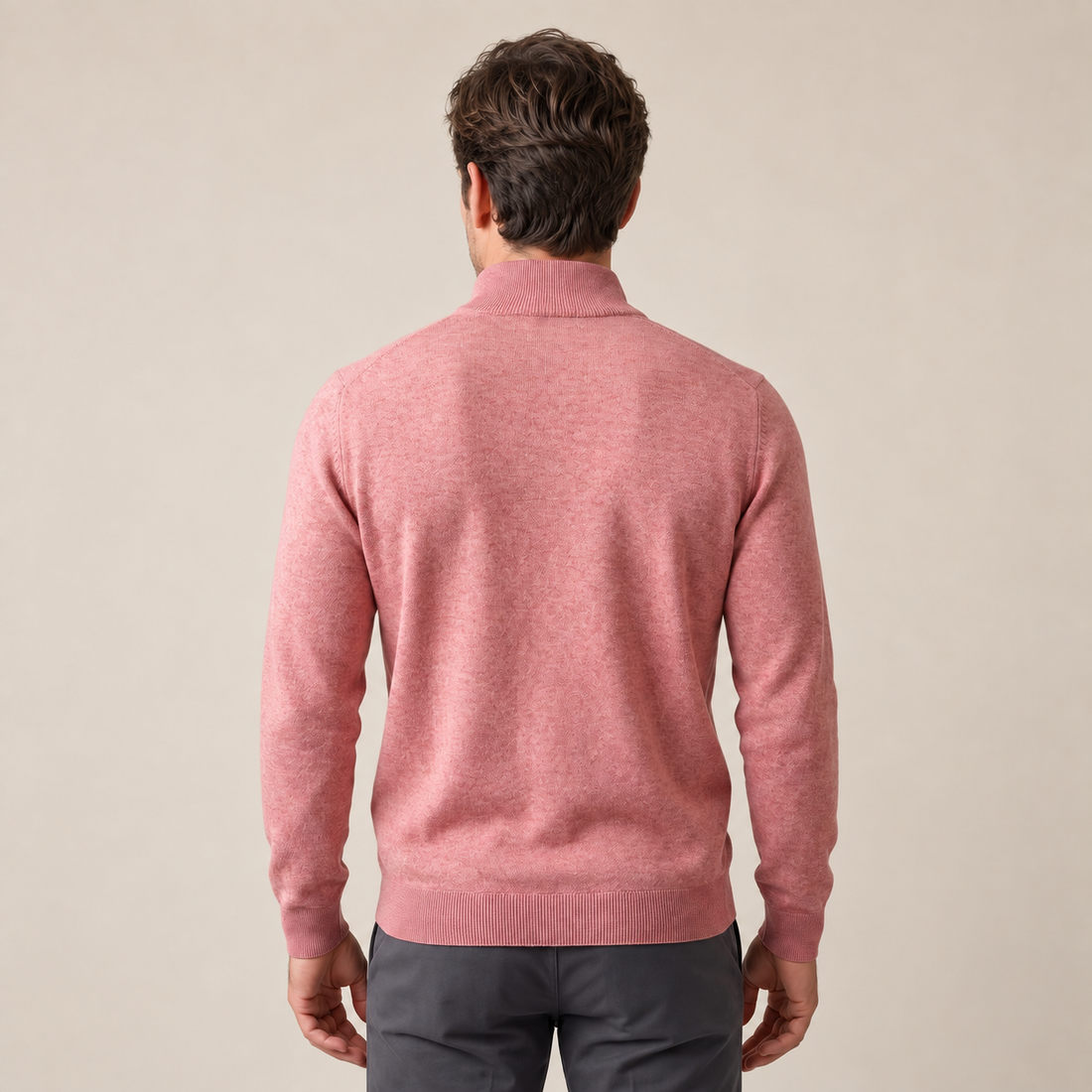 Men's V-Neck Half-Zip Sweater