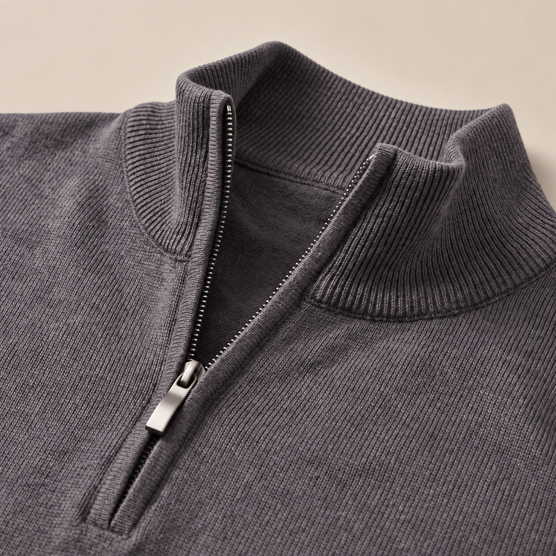 Men's V-Neck Half-Zip Sweater
