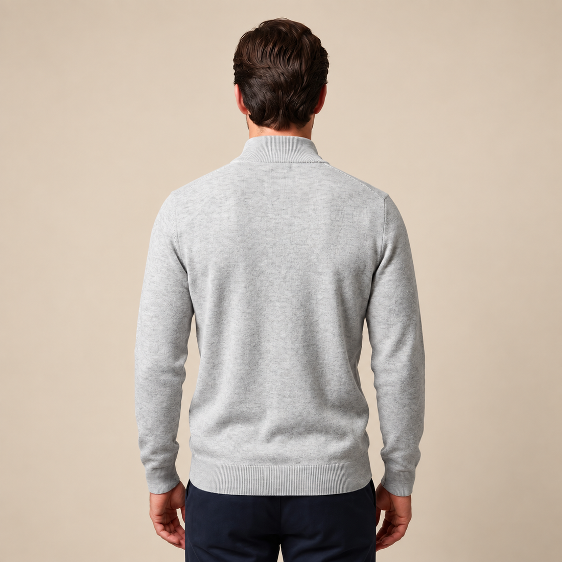 Men's V-Neck Half-Zip Sweater