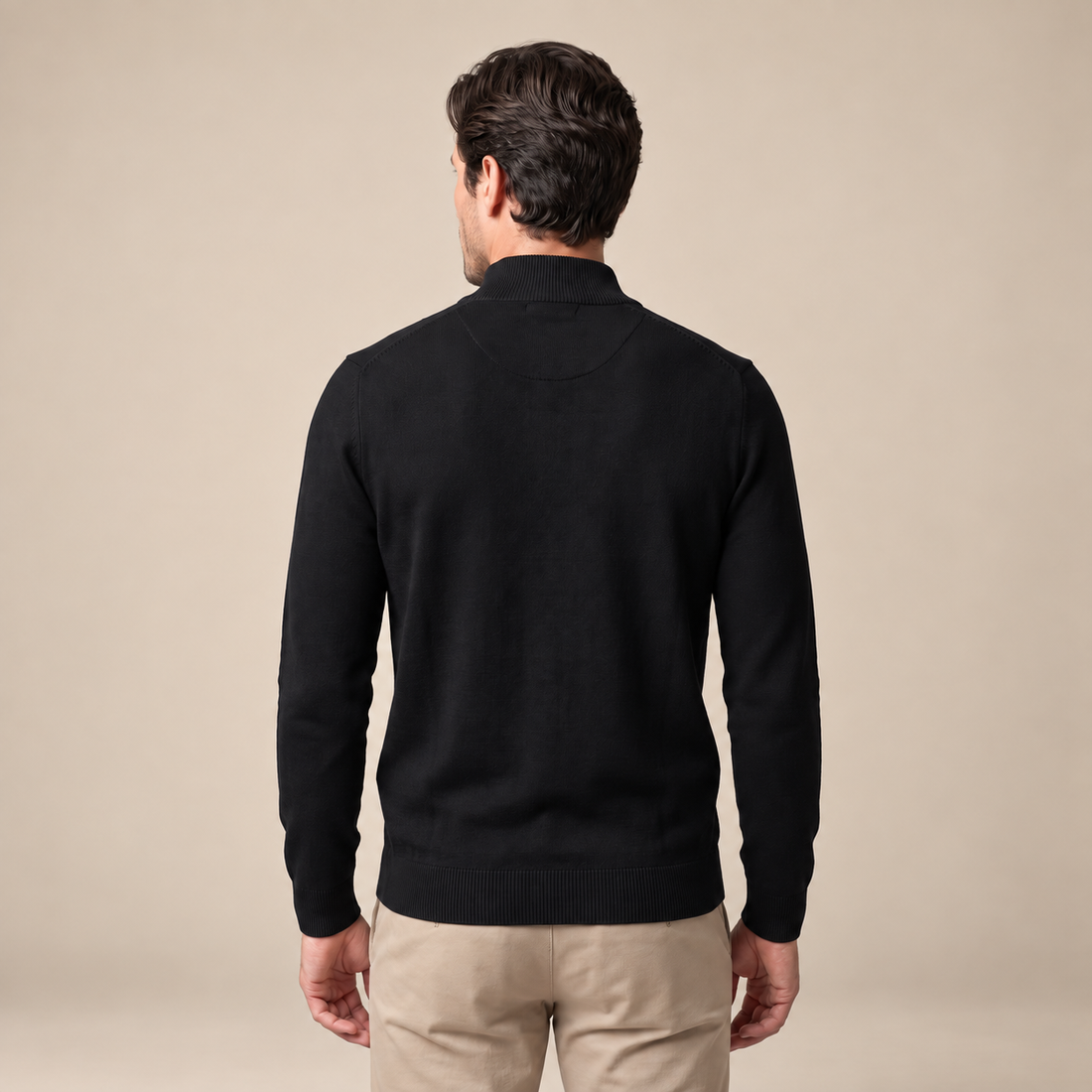 Men's High Collar Half-Zip Sweater