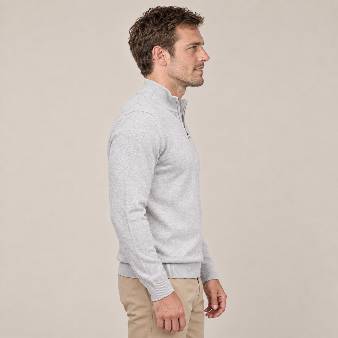 Men's V-Neck Half-Zip Sweater