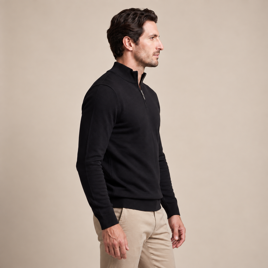 Men's High Collar Half-Zip Sweater