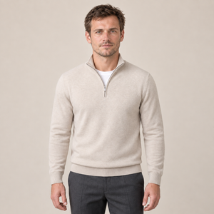 Men's V-Neck Half-Zip Sweater