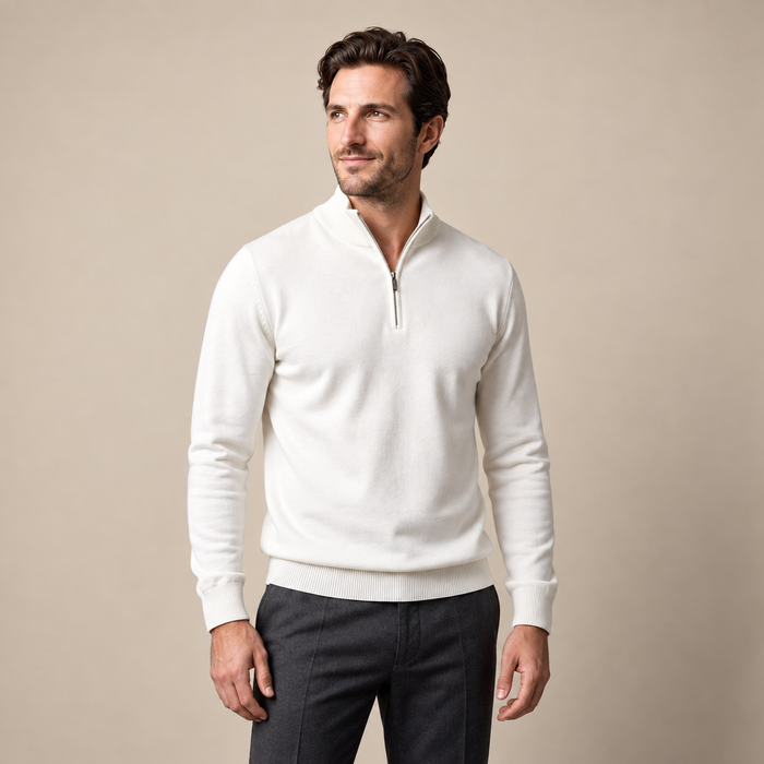 Men's High Collar Half-Zip Sweater