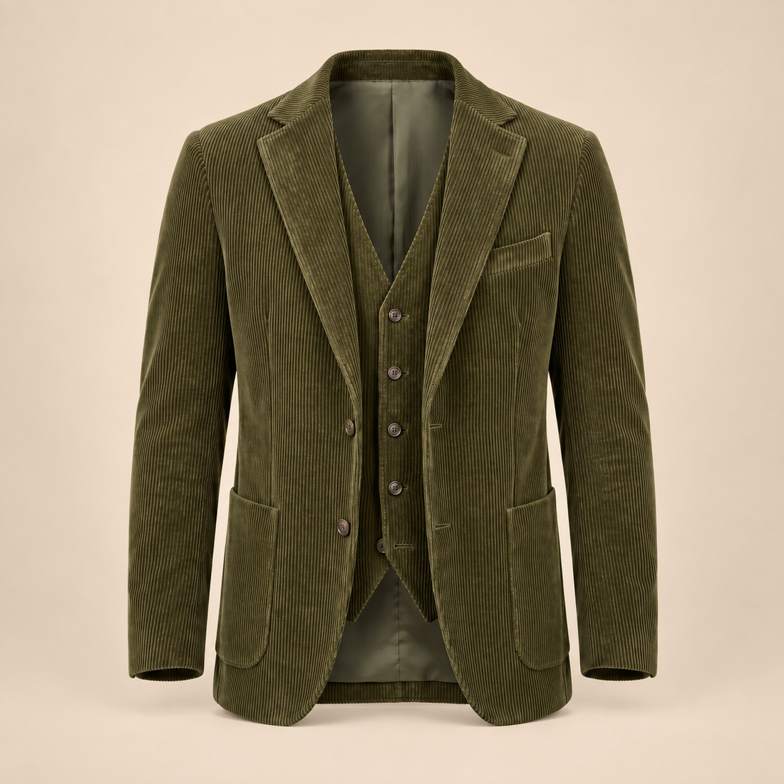 Men's Corduroy Blazer Jacket with Matching Vest