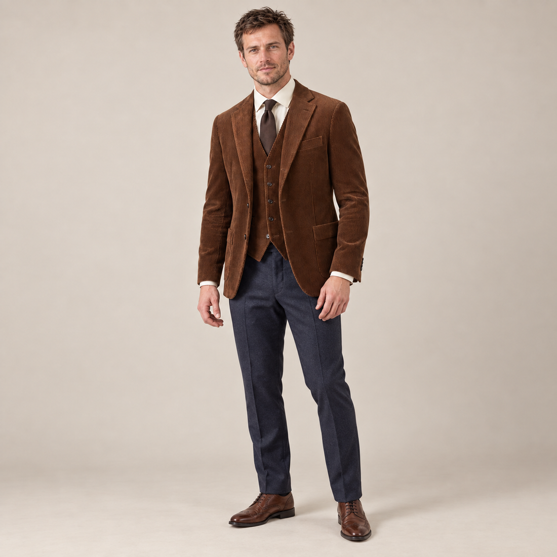 Men's Corduroy Blazer Jacket with Matching Vest