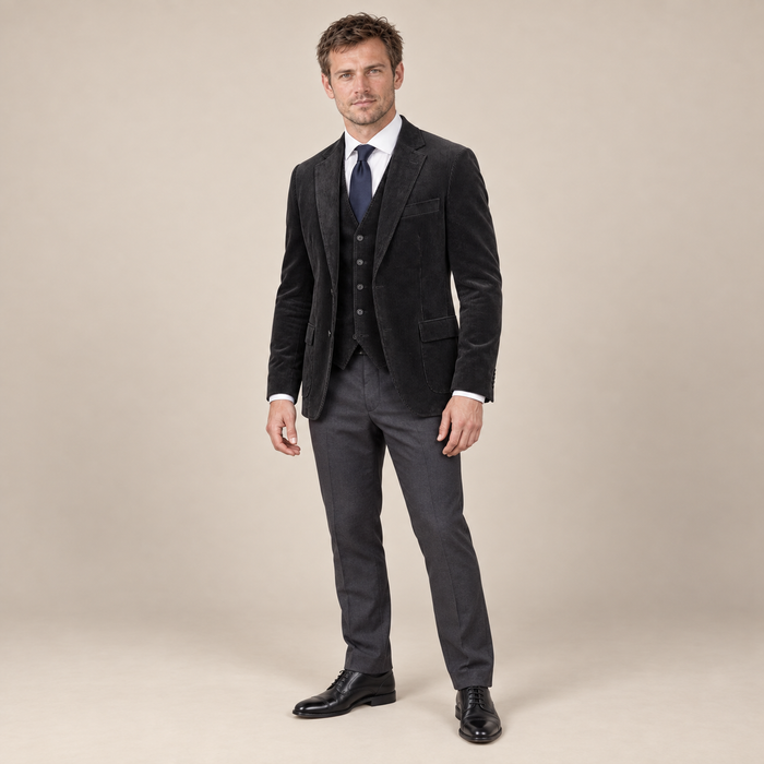 Men's Corduroy Blazer Jacket with Matching Vest