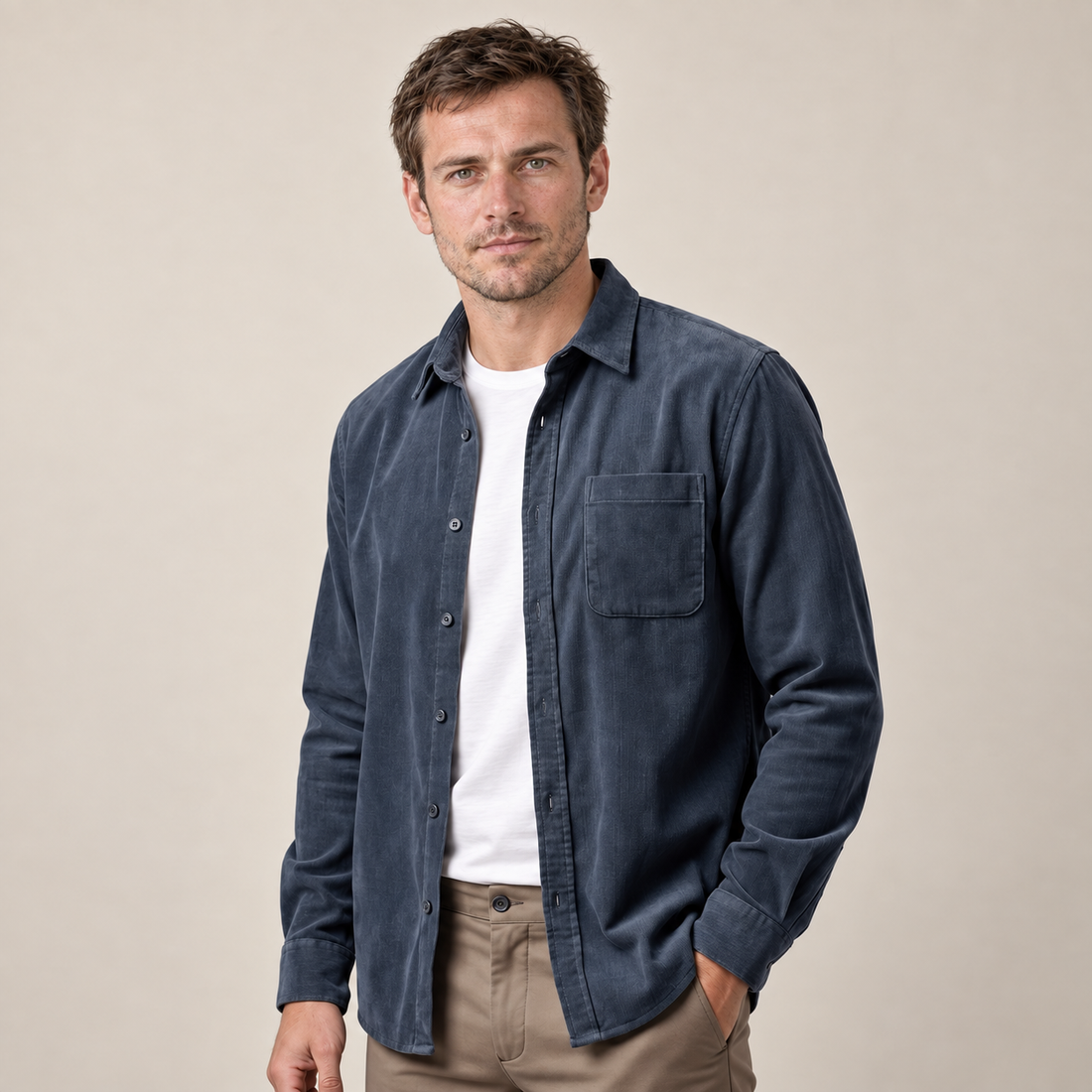 Men's Corduroy Long Sleeve Casual Shirt