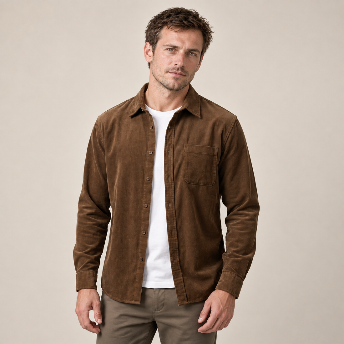 Men's Corduroy Long Sleeve Casual Shirt