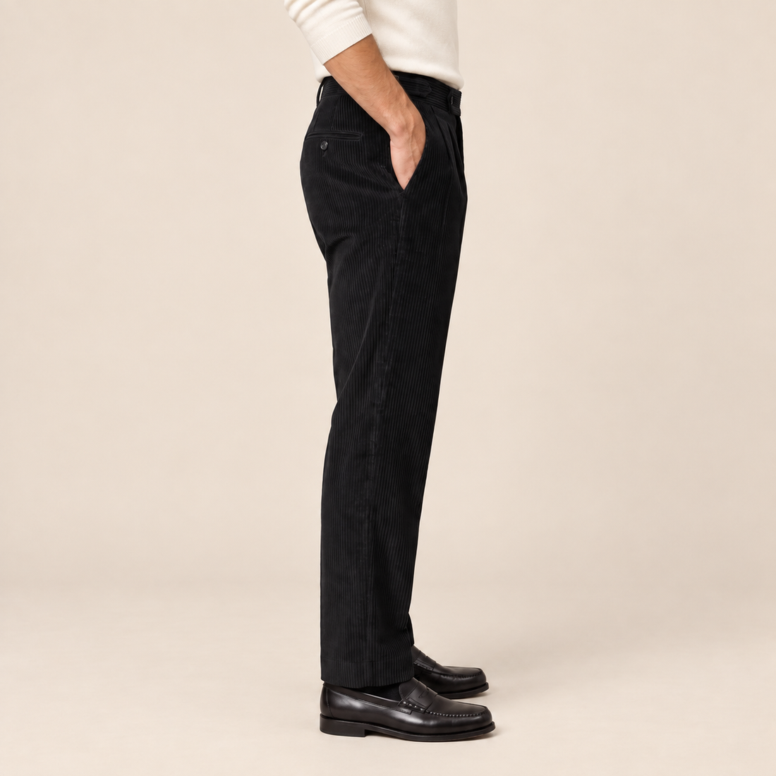 Men's Corduroy Pleated Trousers