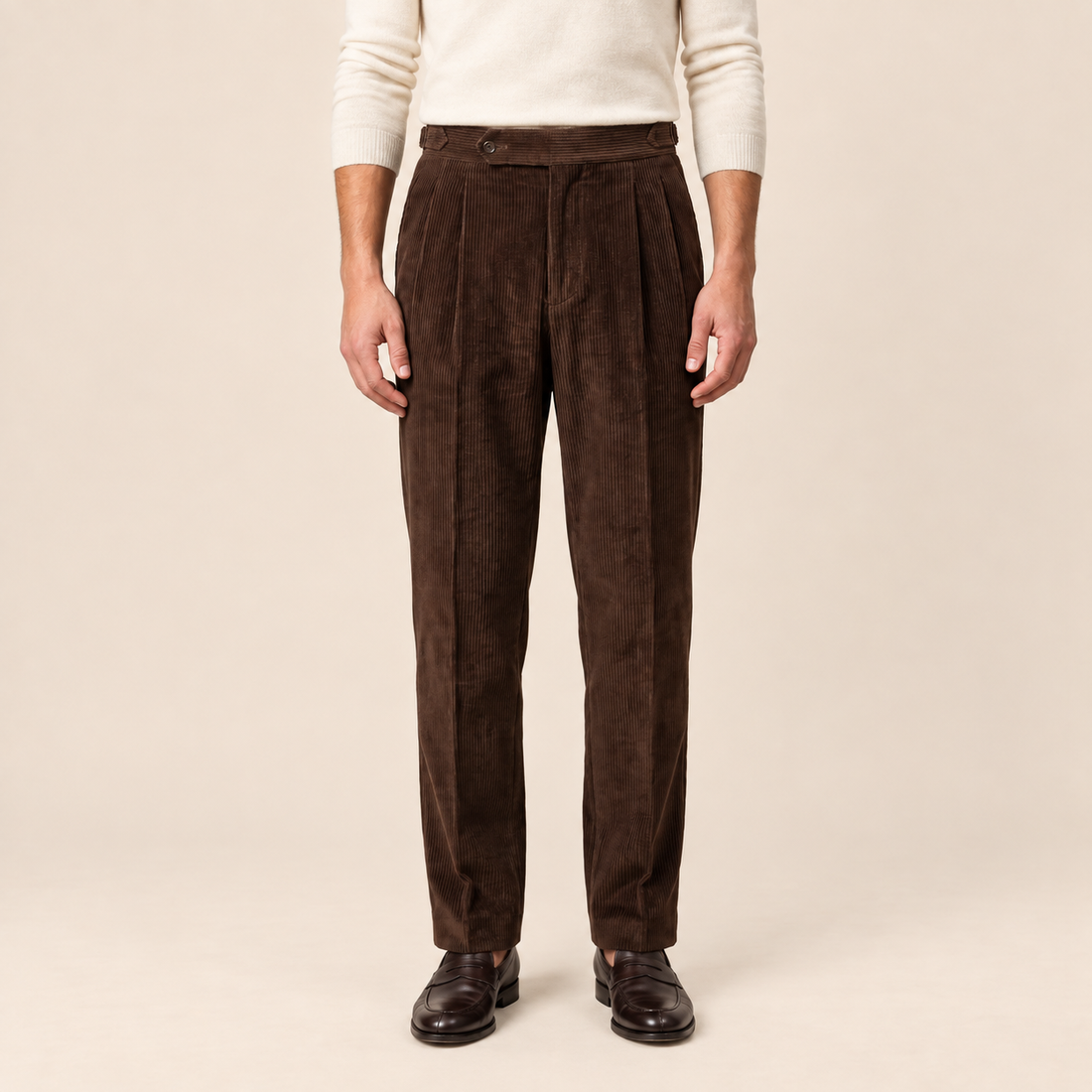 Men's Corduroy Pleated Trousers
