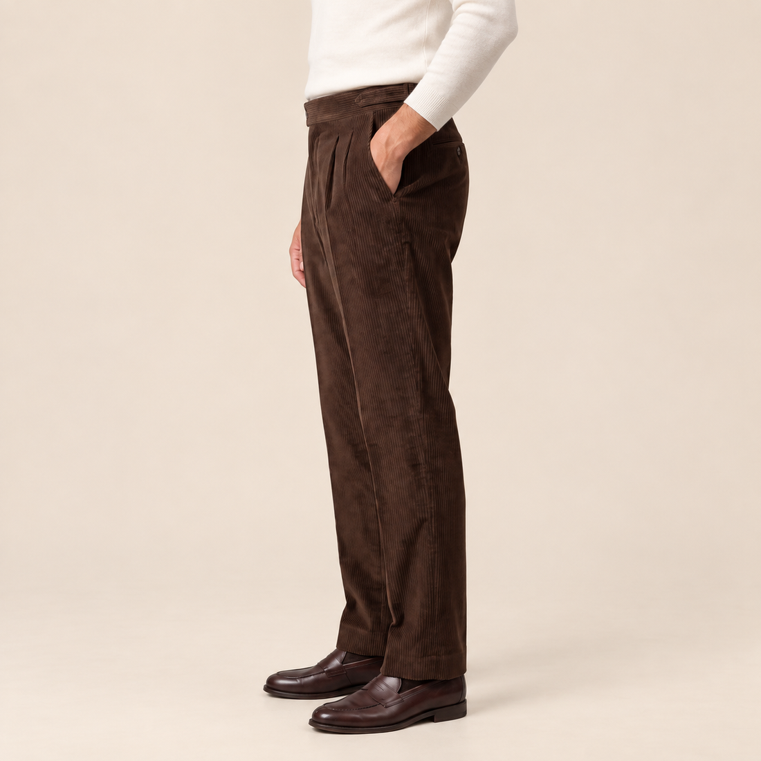 Men's Corduroy Pleated Trousers