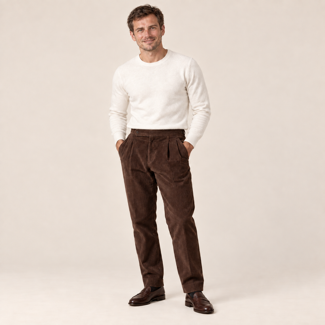 Men's Corduroy Pleated Trousers