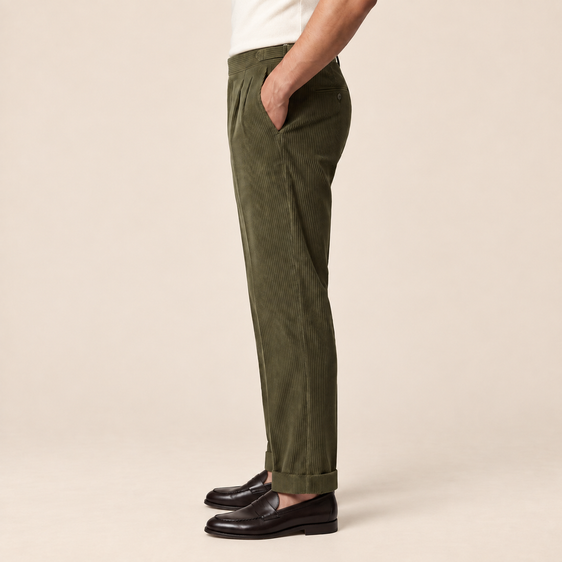 Men's Corduroy Pleated Trousers