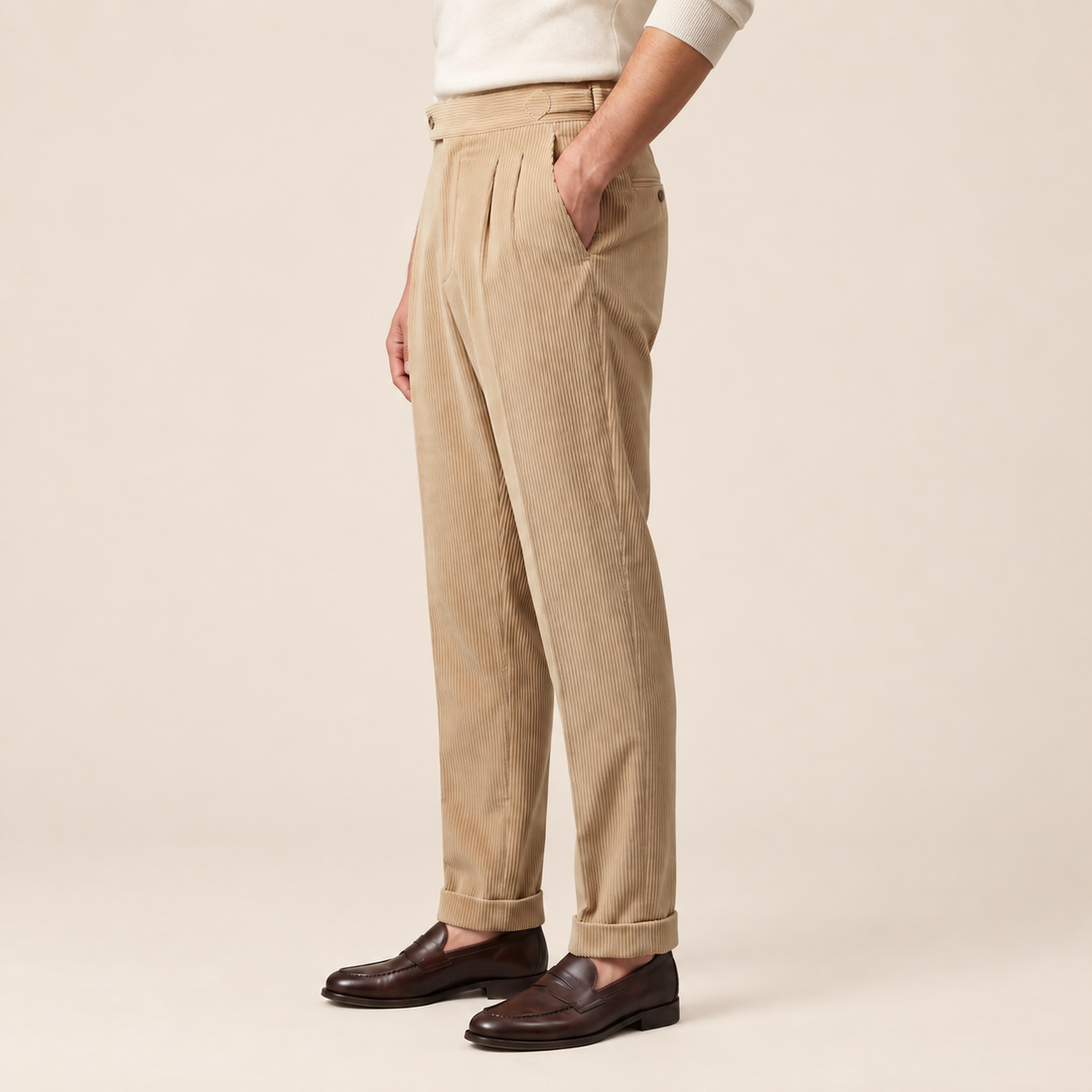 Men's Corduroy Pleated Trousers