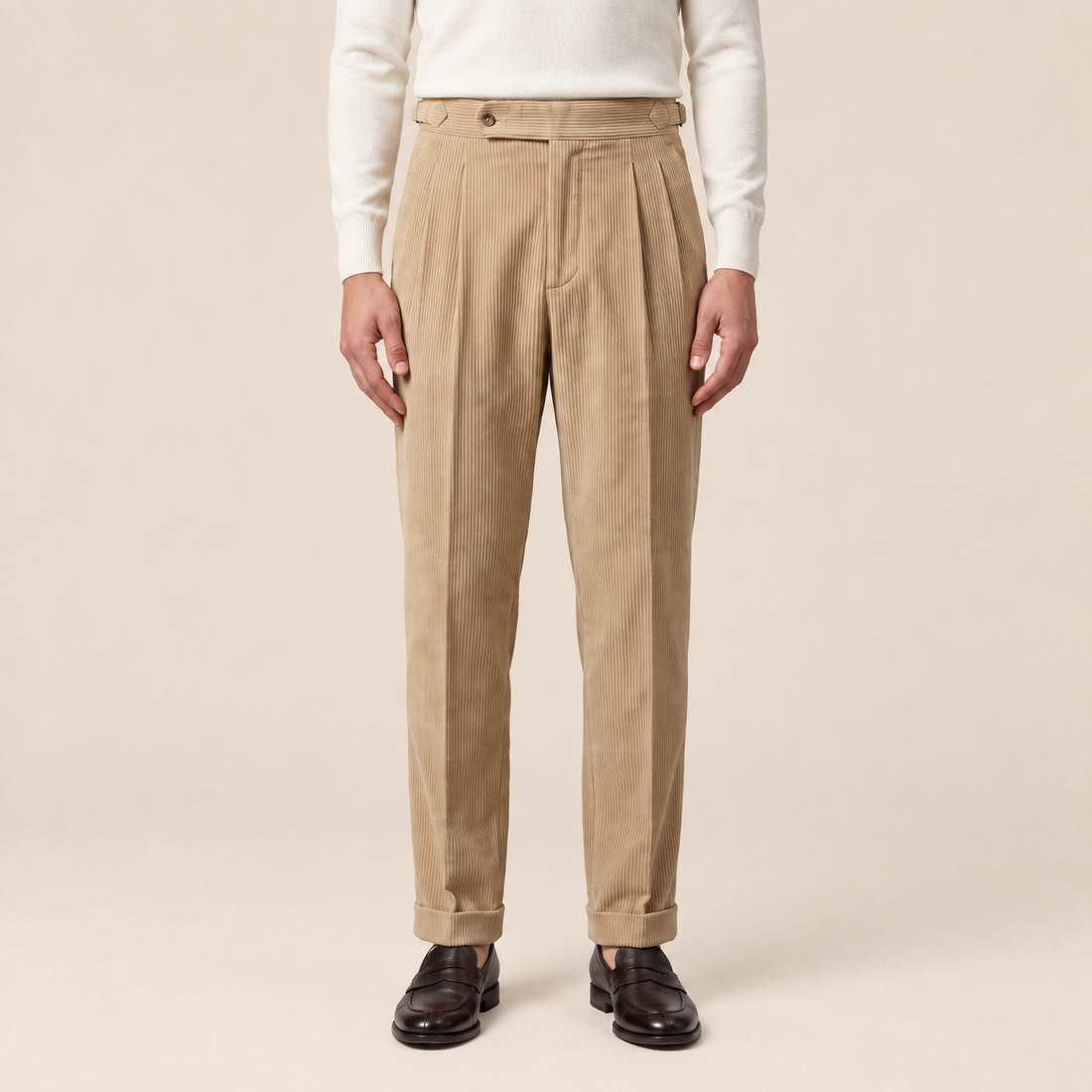Men's Corduroy Pleated Trousers