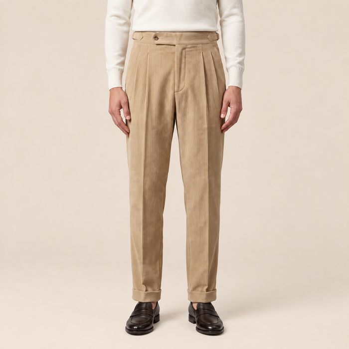 Men's Corduroy Pleated Trousers