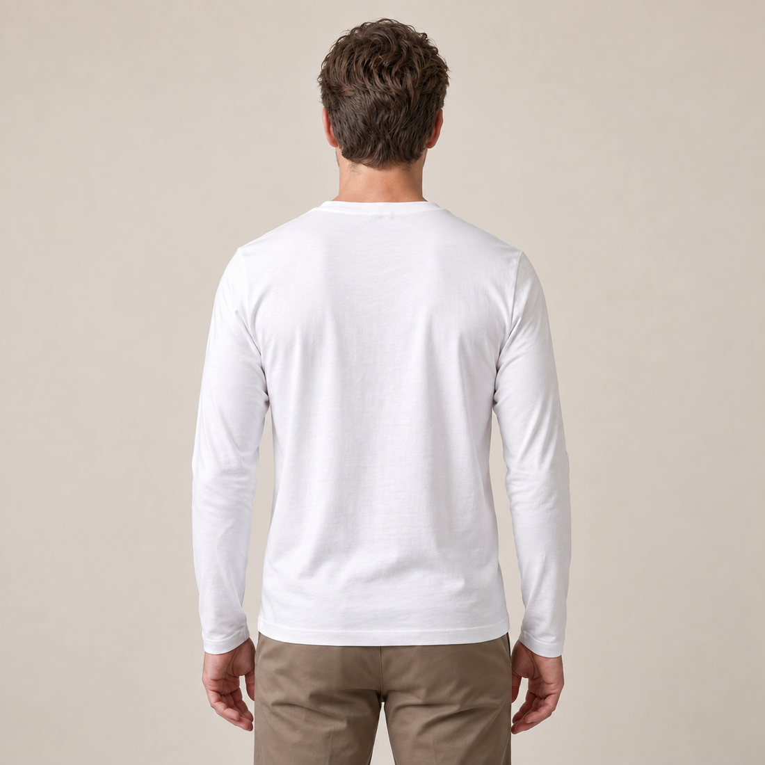 Men's Cotton Blend Long Sleeve Crew Neck Shirt