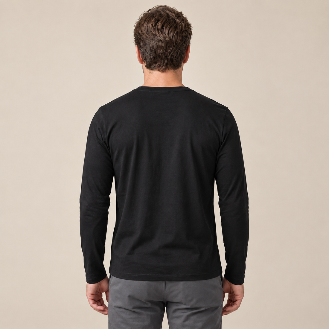 Men's Cotton Blend Long Sleeve Crew Neck Shirt