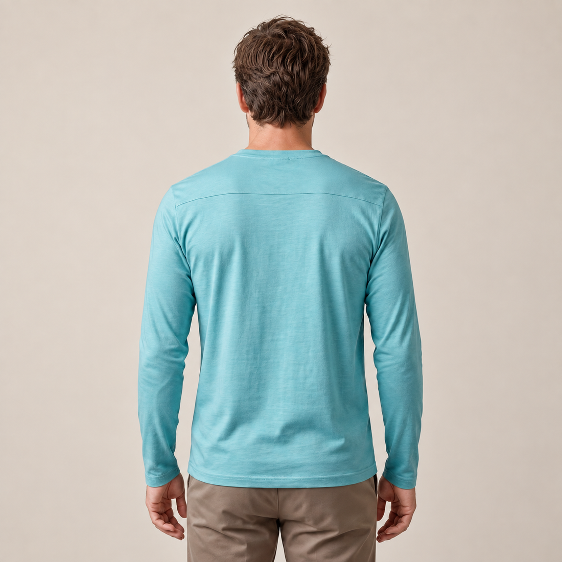 Men's Cotton Blend Long Sleeve Crew Neck Shirt