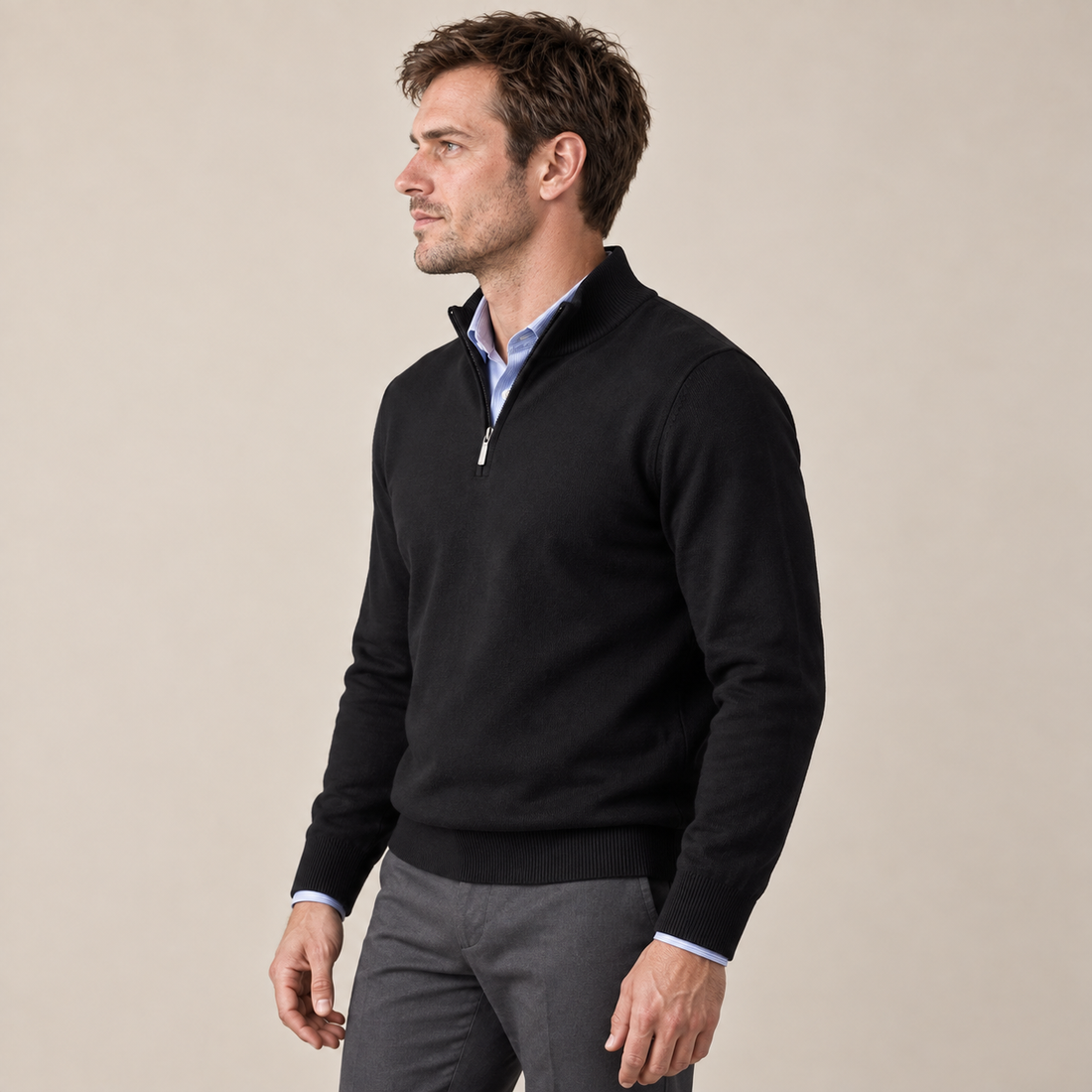 Men's Cotton Half-Zip Sweater