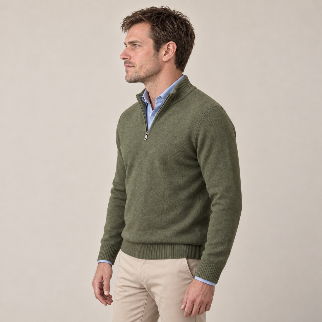 Men's Cotton Half-Zip Sweater
