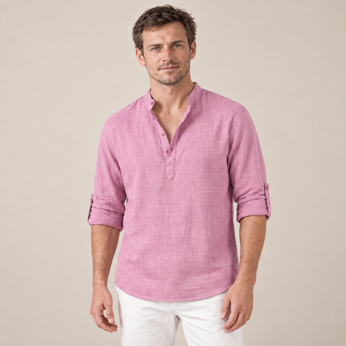Men's Cotton Popover Henley Shirt