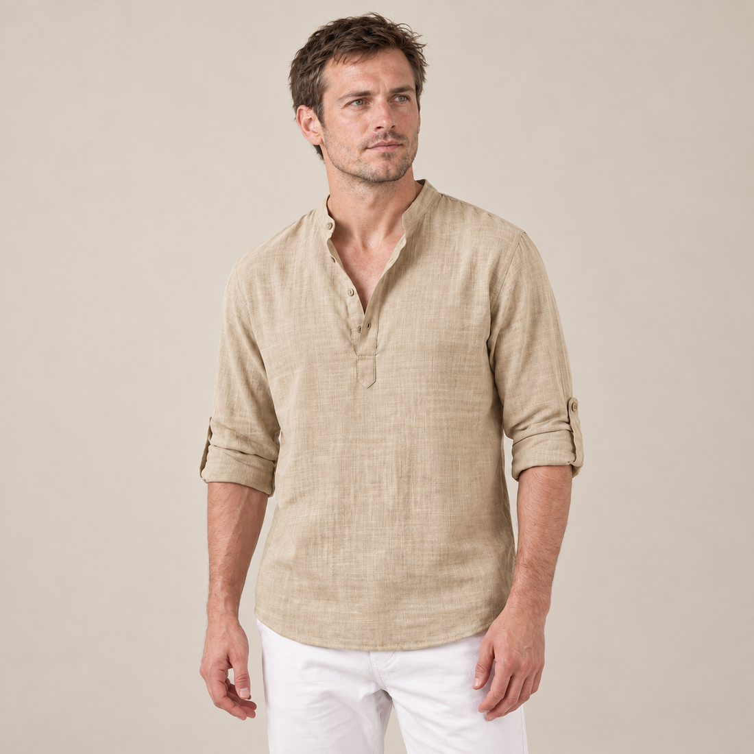 Men's Cotton Popover Henley Shirt