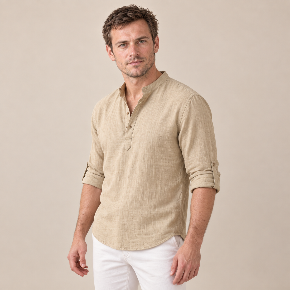 Men's Cotton Popover Henley Shirt