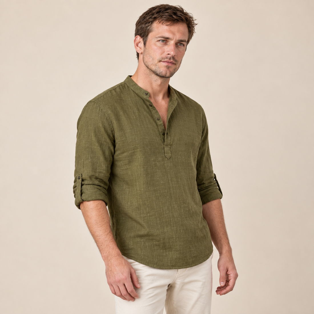 Men's Cotton Popover Henley Shirt