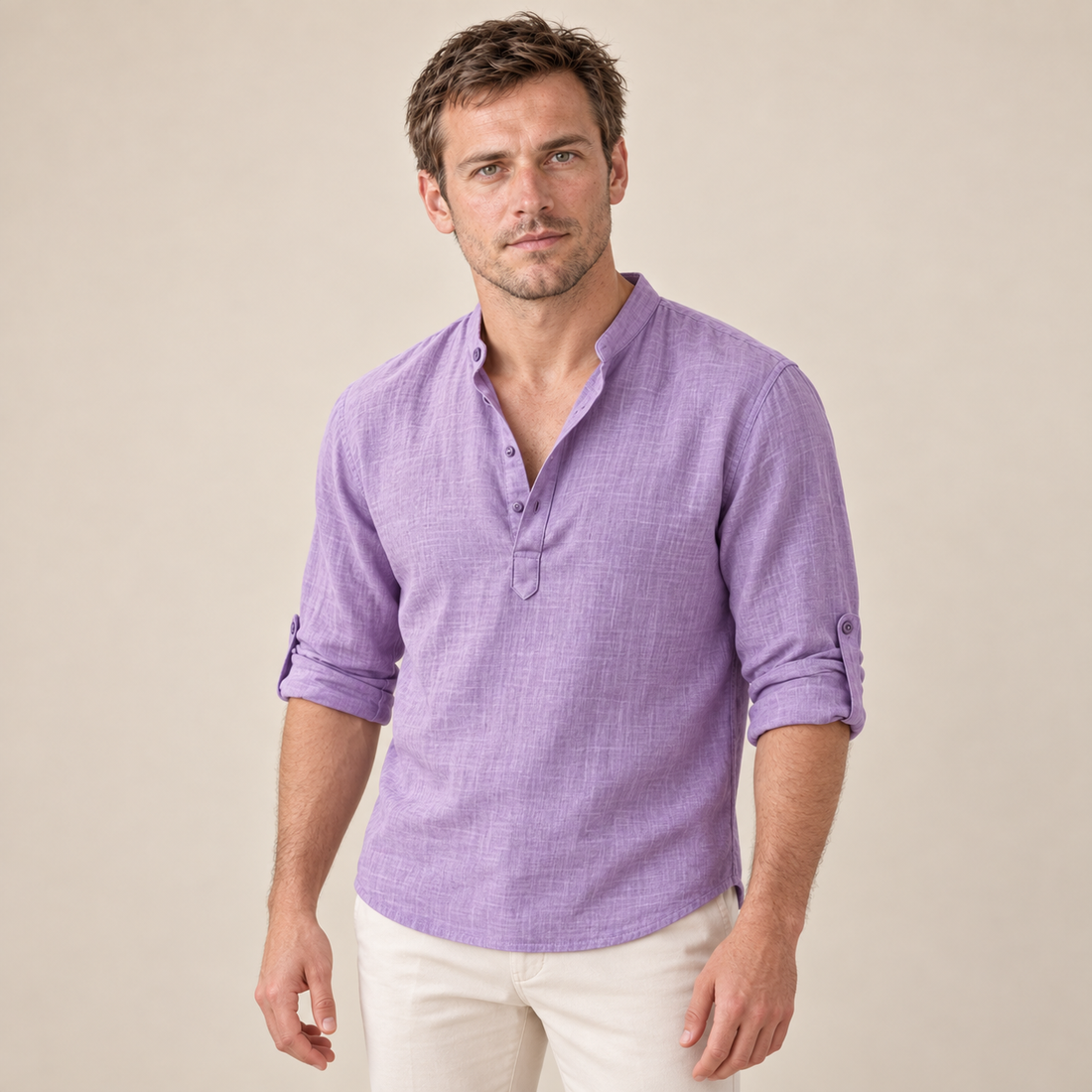 Men's Cotton Popover Henley Shirt