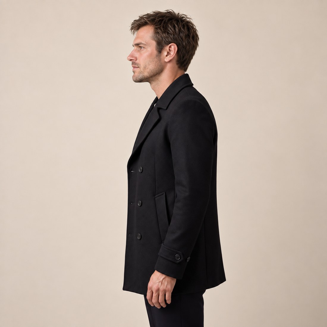 Men's Double-Breasted Overcoat