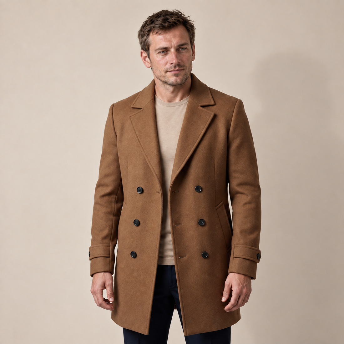 Men's Double-Breasted Overcoat