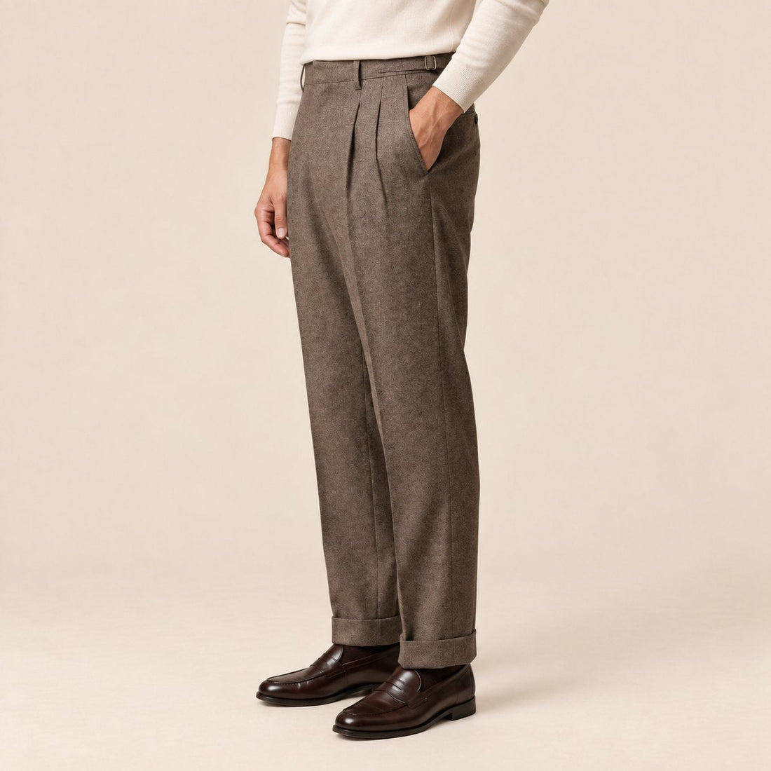 Men's Elegant Straight Fit Trousers with Side Adjuster