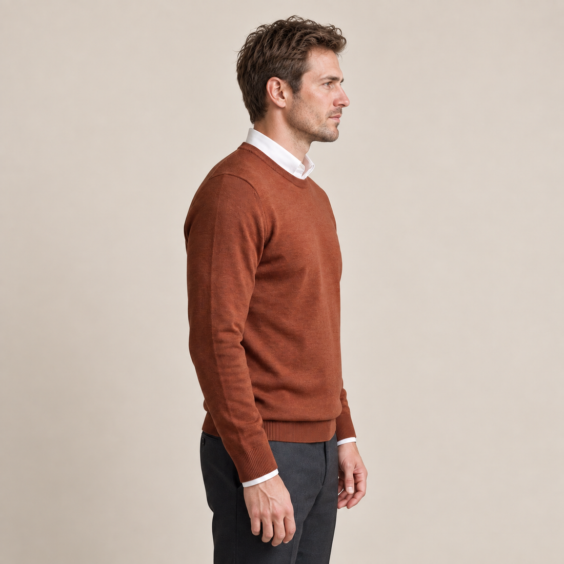Men's Fine Knit Crew Neck Sweater