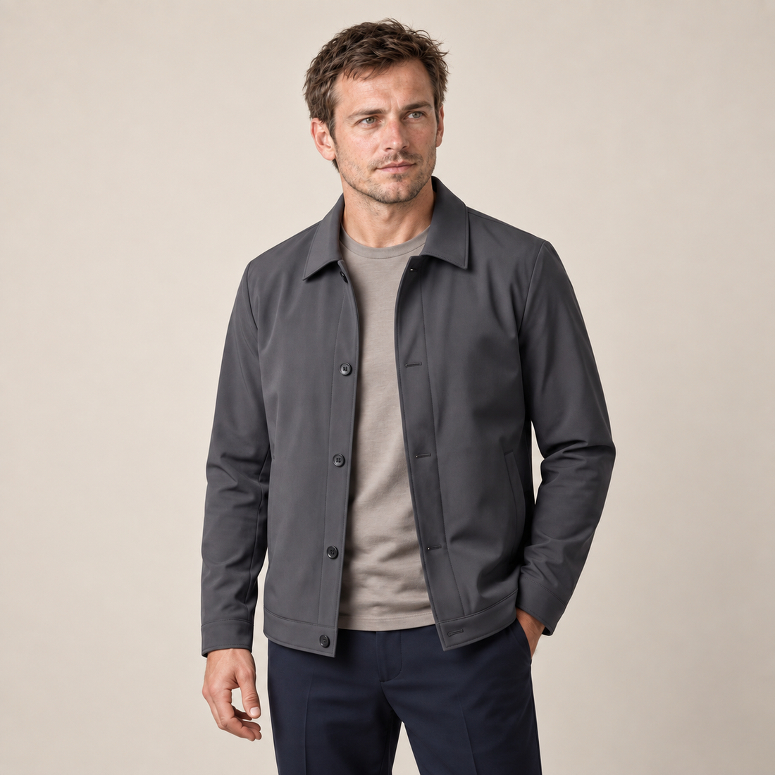 Men's Fleece-Lined Shirt Collar Jacket
