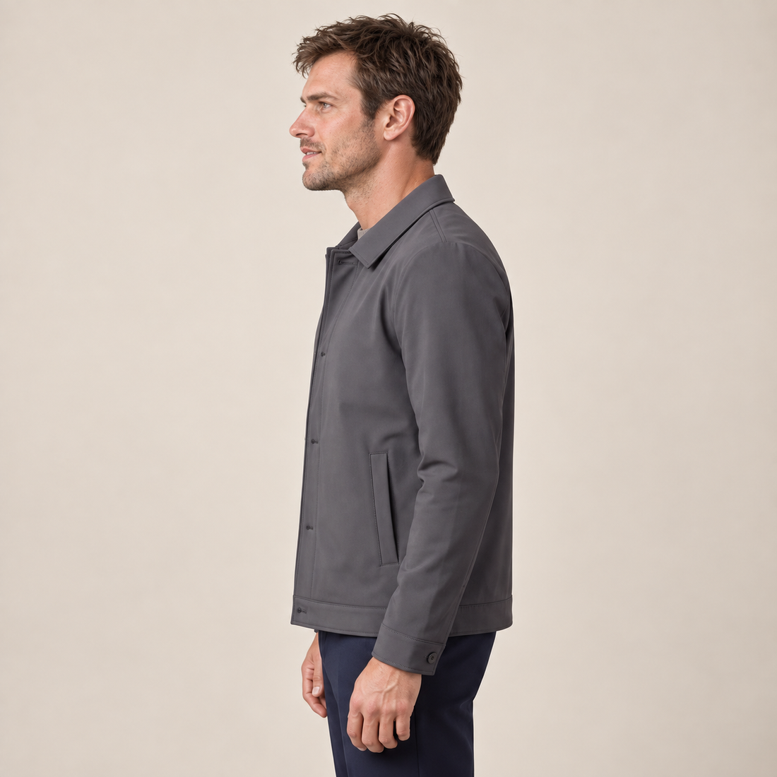 Men's Fleece-Lined Shirt Collar Jacket