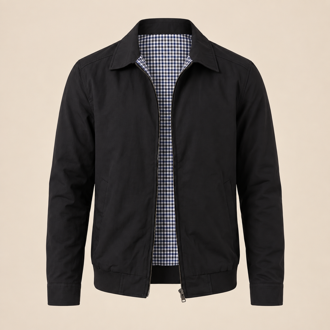 Men's Harrington Jacket with Check Lining
