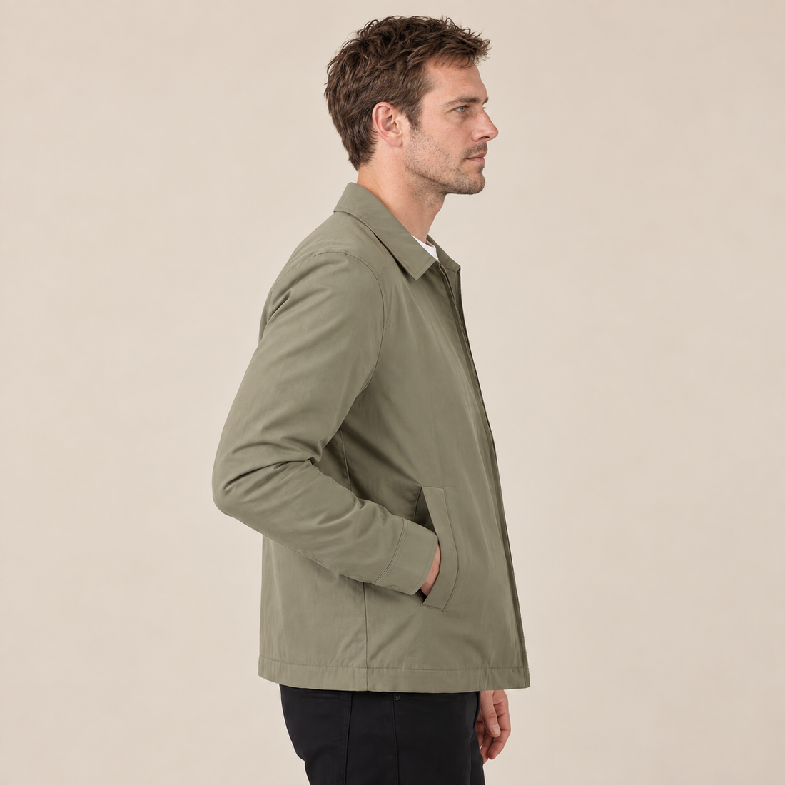 Men's Harrington Jacket with Check Lining