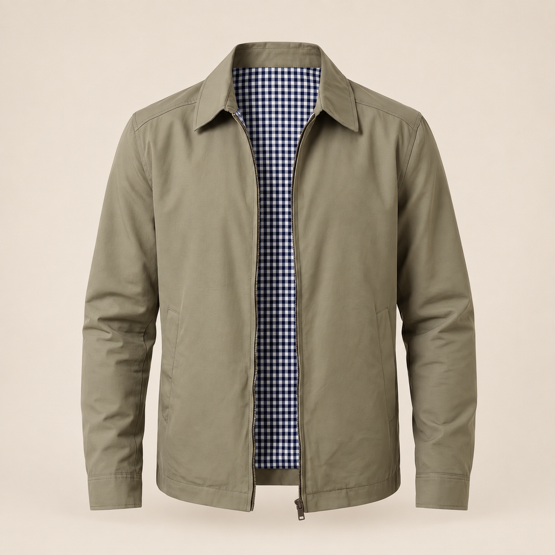 Men's Harrington Jacket with Check Lining