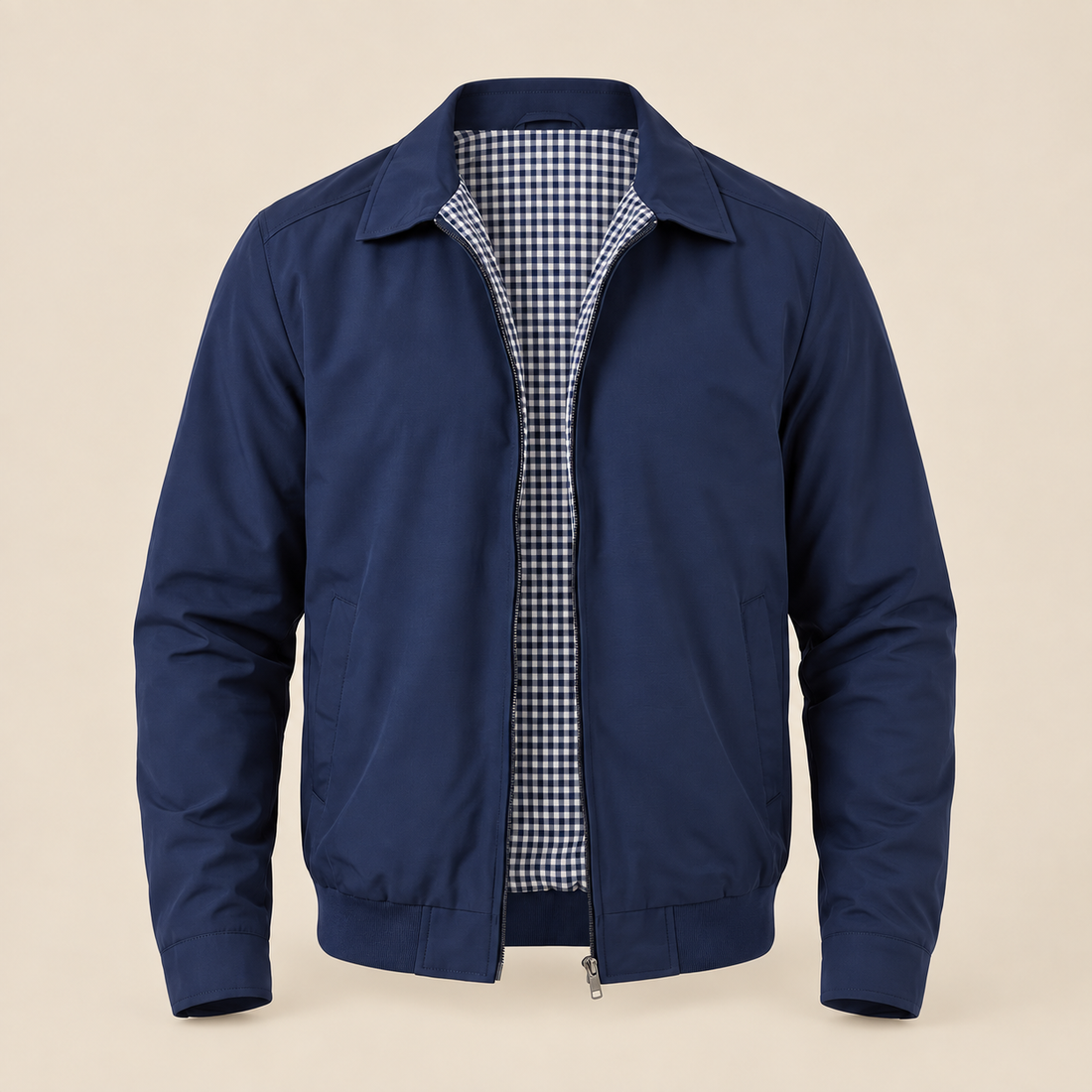 Men's Harrington Jacket with Check Lining