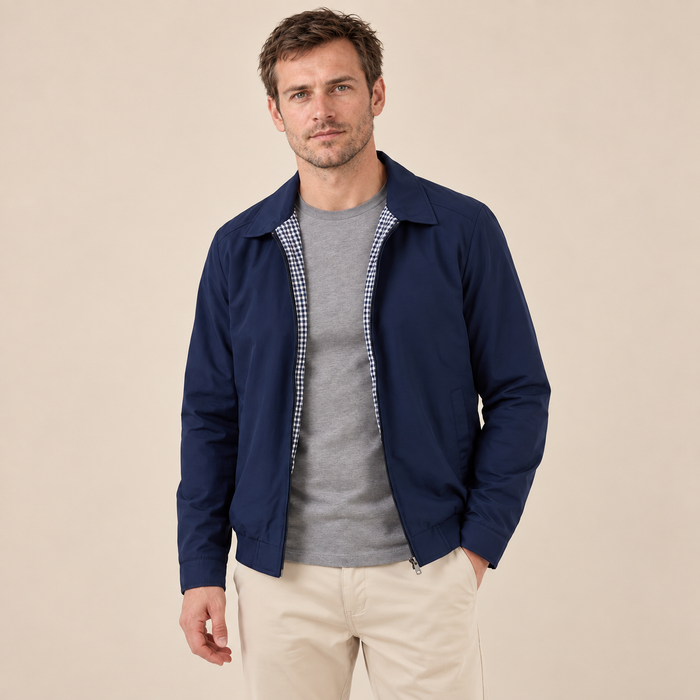 Men's Harrington Jacket with Check Lining