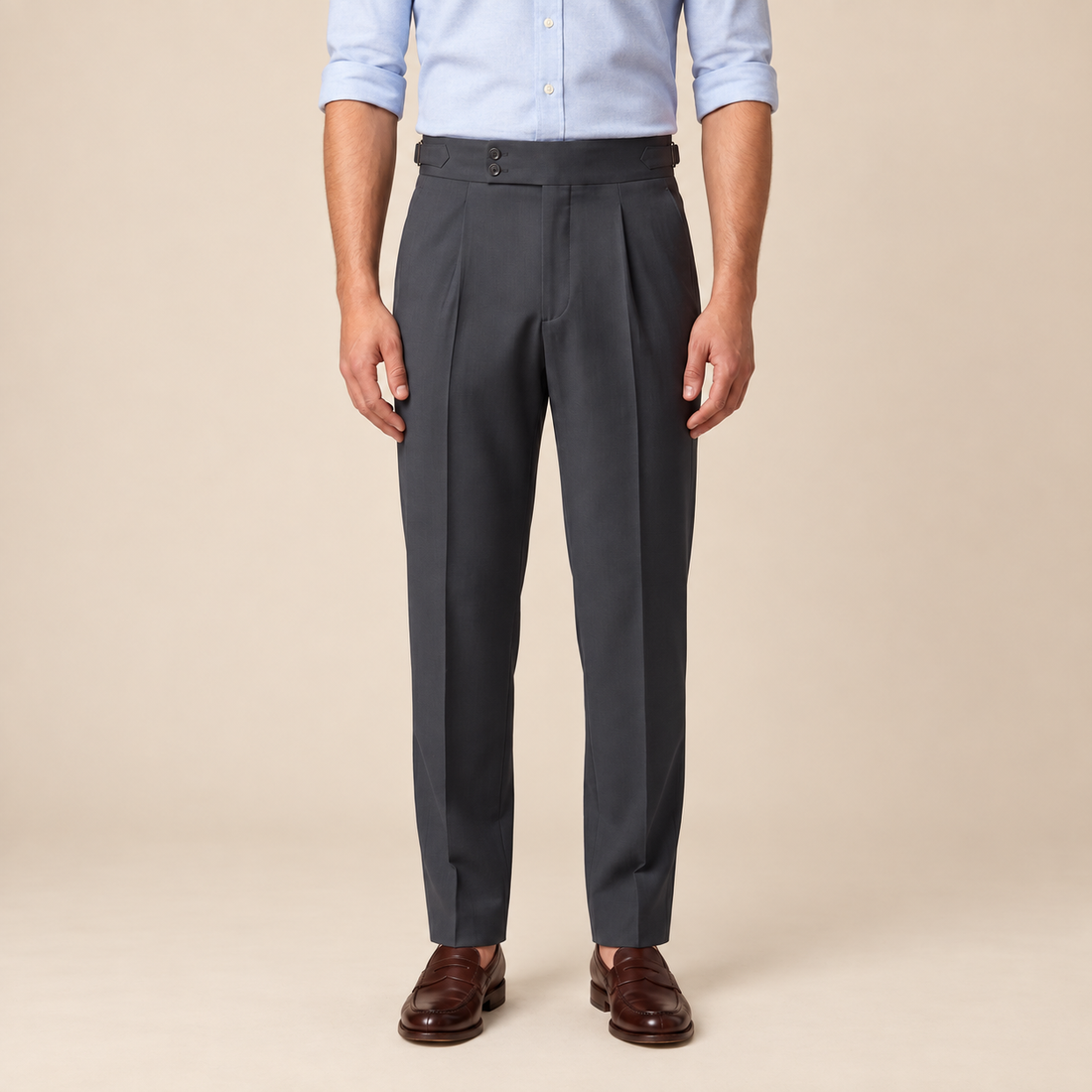 Men's High Waist Formal Trousers with Tailored Fit